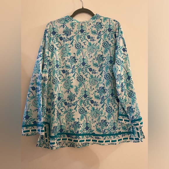 Soirée Long Sleeve Cotton Blouse - 1X - Picture 2 of 4